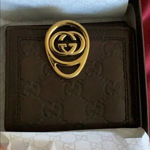 Gucci genuine leather bifold wallet
